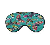 Sleep Mask Red and Green Butterfly Skull Silk Eye Cover Soft Satin Blindfold Elastic Strap Night Eyeshade Travel Nap for Women Men