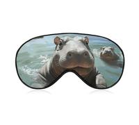 Sleep Mask Soft Comfortable Eye Mask with Adjustable Strap Eye Cover Cute HipposEye Shade for Men Women Work Travel