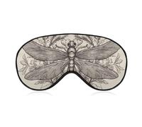 Sleep Mask Soft Comfortable Eye Mask with Adjustable Strap Eye Cover Hand Drawn Floral DragonflyEye Shade for Men Women Work Travel