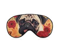 Sleep Mask Soft Comfortable Eye Mask with Adjustable Strap Eye Cover Pug FlowerEye Shade for Men Women Work Travel
