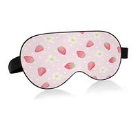 Sleep Mask Strawberry Pink Floral Night Eye Shade Cover Soft Comfort Blindfold Blockout Light Adjustable Strap for Men Women