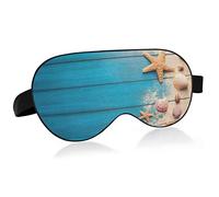 Sleep Mask Summer Starfish Blue Wooden Night Eye Shade Cover Soft Comfort Blindfold Blockout Light Adjustable Strap for Men Women