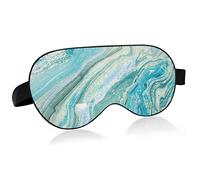 Sleep Mask Teal Blue Gold Marble Night Eye Shade Cover Soft Comfort Blindfold Blockout Light Adjustable Strap for Men Women