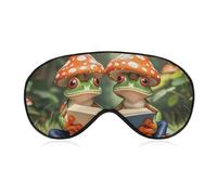 Sleep Mask The Frog Family is Reading Sleep Eye Mask with Adjustable Strap Blindfold Travel Eye Shade Cover Eyemask Eye Cover Soft Eyeshade Patches for Sleeping Yoga