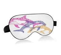 Sleep Mask Three Bottlenose Dolphins Mandala Night Eye Shade Cover Soft Comfort Blindfold Blockout Light Adjustable Strap for Men Women