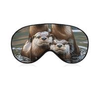 Sleep Mask Three Brown Otters Sleep Eye Mask with Adjustable Strap Blindfold Travel Eye Shade Cover Eyemask Eye Cover Soft Eyeshade Patches for Sleeping Yoga