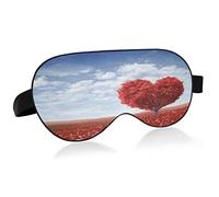 Sleep Mask Valentine's Day Red Heart Tree Night Eye Shade Cover Soft Comfort Blindfold Blockout Light Adjustable Strap for Men Women