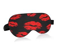 Sleep Mask Valentine's Day Red Lips Night Eye Shade Cover Soft Comfort Blindfold Blockout Light Adjustable Strap for Men Women