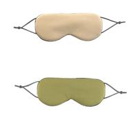 Sleep Mask Warm Cold Dual-Use Soft Silk Eye Mask Night Blackout Blindfold Eye Shade with Adjustable Elastic Strap Travel Shade(Yellow-Green,2PCS)