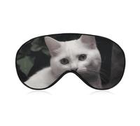 Sleep Mask White Cat Sleep Eye Mask with Adjustable Strap Blindfold Travel Eye Shade Cover Eyemask Eye Cover Soft Eyeshade Patches for Sleeping Yoga