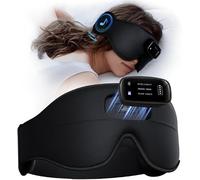 Sleep Mask with Headphones Bluetooth 5.4-3D Zero-Pressure Design AHUIARGY Adjustable Sleep Headphones 100% Light Blocking Sleep Headphones with White Noise Sounds Comfortable（Raven）
