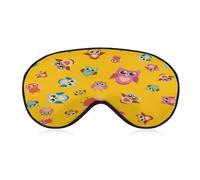 Sleep Mask Yellow Owl Silk Eye Cover Soft Satin Blindfold Elastic Strap Night Eyeshade Travel Nap for Women Men