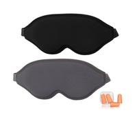 Sleep Masks, 2 Pack 100% Dark-Ness 3D Sleep Eye Mask, Light Blocking Sleep Masks with Recessed Eye Sockets, Breathable Soft Ergonomic Design Blindfold for Traveling Napping Sleeping Yoga