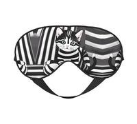 Sleep Masks Silky Black and White Striped Kitten Eye Cover Soft Satin Blindfold Elastic for Women Man Travel Nap - Silent Night Stars