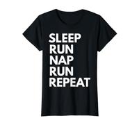 Sleep Nap Run Repeat Lover Running Runner Value Graphic T-Shirt, Women, Black, L