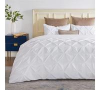 SLEEP-NEST Hotel Luxury Super King Duvet Cover Set 108x98 Inches 3 Piece Bedding All-Season Bedding, Zipper Closure & Corner Ties, 100% Egyptian Cotton, Soft & Breathable - Pinch White