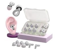 Sleep Noise Earplugs with Easy to Remove Ring - Reusable and Soft Silicone, 6 S/M/L Ear Plugs and Case - Anti Noise Plugs for Sleeping, Study, Travel and Work