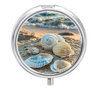 Sleep on Shells Pill Case 3 Compartments Portable Pill Box for Purse Pocket Waterproof Travel Pill Organizer Vitamin Organizer Round Small Pill Box Daily Pill Container