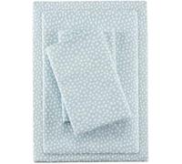 SLEEP PHILOSOPHY True North Cozy Flannel Warm 100% Cotton Sheet - Novelty Print Animals Stars Cute Ultra Soft Cold Weather Bedding Set, Queen, Aqua Dots 4 Piece