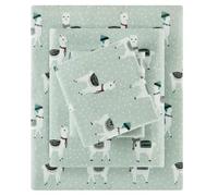 SLEEP PHILOSOPHY True North Cozy Flannel Warm 100% Cotton Sheet - Novelty Print Animals Stars Cute Ultra Soft Cold Weather Bedding Set, Twin XL, Seafoam Llama 3 Piece