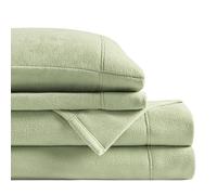 SLEEP PHILOSOPHY True North Micro Fleece Bed Sheet Set, Warm, Sheets with 14" Deep Pocket, for Cold Season Cozy Sheet-Set, Matching Pillow Case, Twin, Green, 3 Piece