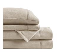 SLEEP PHILOSOPHY True North Micro Fleece Bed Sheet Set, Warm, Sheets with 14" Deep Pocket, for Cold Season Cozy Sheet-Set, Matching Pillow Case, Twin XL, Khaki, 3 Piece