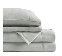 SLEEP PHILOSOPHY True North Micro Fleece Bed Sheet Set, Warm, Sheets with 14" Deep Pocket, for Cold Season Cozy Sheet-Set, Matching Pillow Case, Twin, Grey, 3 Piece