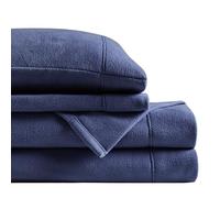 SLEEP PHILOSOPHY True North Micro Fleece Bed Sheet Set, Warm, Sheets with 14" Deep Pocket, for Cold Season Cozy Sheet-Set, Matching Pillow Case, Twin XL, Navy, 3 Piece