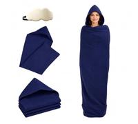 Sleep Pod, Wearable Sleeping Bag Adult 2026, Lightweight Breathable Stretch Fabric Snug in Warmth Wearable Blanket Hoodie Washable Portable for Travel and Home Camping Hoodie (Navy Blue, XL)