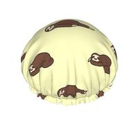 sleep sloth Printed Hair Wrap, Double Layer Shower Cap For Women, Reusable Hair Protector For Bathing