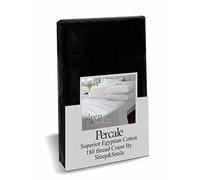 Sleep&Smile King Black Percale Superior Egyptian Cotton Fitted Sheet 180 thread Count Black