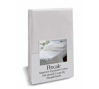 Sleep&Smile King White Percale Superior Egyptian Cotton Fitted Sheet 180 thread Count White