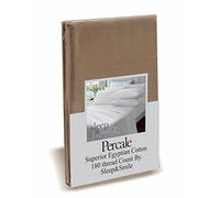 Sleep&Smile Latte Superior Egyptian Cotton Percale Fitted Sheet (180 thread) SuperKing Size Latte