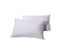 Sleep&Smile Luxury Hotel Quality Satin Stripe Cover Permafresh Pillows Hollowfibre Filling - 2 Pillows, 2 Pack Made In The Uk