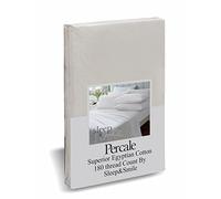 Sleep&Smile Single cream Percale Superior Egyptian Cotton Fitted Sheet 180 thread Count cream