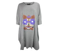 Sleep Snob Ladies Oversized Long Nightie | Cute Novelty Style Pajama Top - Grey Dog - One Size