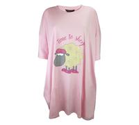 Sleep Snob Ladies Oversized Long Nightie Cute Novelty Style Pajama Top (Pink Sheep, One Size)