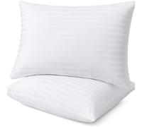 Sleep&Snuggle Egyptian Stripe Pillows Pack of 2 Ultra Bounce Back Hotel Quality Pillow Virgin Hollowfibre Filling Designed for Back Stomach & Side Sleeper Bed Pillows 49cm x 74cm