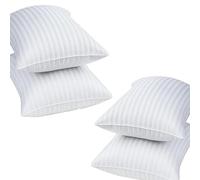 Sleep&Snuggle Egyptian Stripe Pillows Pack of 4 Ultra Bounce Back Hotel Quality Pillow Virgin Hollowfibre Filling Designed for Back Stomach & Side Sleeper Bed Pillows 49cm x 74cm (4)