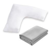 Sleep&Snuggle Luxurious V Shaped Pillow with Free Case - Extra Filled Hollowfiiber Orthopedic Pregnancy Support Pillow, Anti Allergic Polycotton case (Grey)
