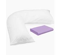 Sleep&Snuggle Luxurious V Shaped Pillow with Free Case - Extra Filled Hollowfiiber Orthopedic Pregnancy Support Pillow, Anti Allergic Polycotton case (Lilac)