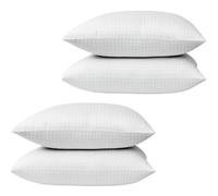 Sleep&Snuggle Ultra Bounce Down Alternative Bed Pillows - Hypoallergenic Poly-Cotton Check Design Case, Super Soft Sleeping Pillows Suitable for Back, Stomach and Side Sleepers (4)