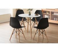 Sleep Softly Daisy Five-Piece Dining Set with 4 Chairs: Rectangular Dining Table/4 White Chairs