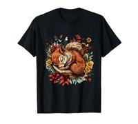 Sleep Squirrel Napping Floral Sleepy Animal Sleepy Squirrel T-Shirt
