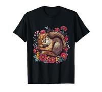 Sleep Squirrel Sleepy Animal Napping Floral Sleepy Squirrel T-Shirt