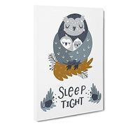 Sleep Tight Owl Typography Canvas Print for Living Room Bedroom Home Office Décor, Wall Art Picture Ready to Hang, 30 x 20 Inch (76 x 50 cm)