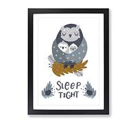 Sleep Tight Owl Typography Quote Framed Print | A2 Black Framed Wall Art | Ready to Hang | Modern Animal Picture | Living Room Bedroom Lounge Office