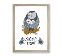 Sleep Tight Owl Typography Quote Framed Wall Art Print, Ready to Hang Picture for Living Room Bedroom Home Office Décor, Oak A2 (64 x 46 cm)