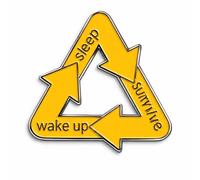 Sleep Wake Up Survive Enamel Metal Phone Sticker With 3M Sticky Backing