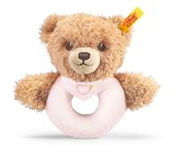 Steiff Sleep Well Bear grip toy with rattle, cute stuffed toy, boys, girls & babies from 0 months, toy 12 cm, small, pink, 239557